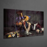 Woman Clown 4 Pieces Mega Glass Wall Art (59"x36") | Insigne Art Design