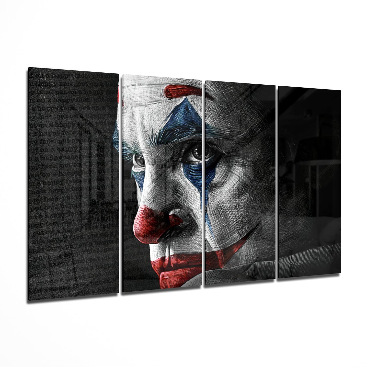 Joker 4 Pieces Mega Glass Wall Art (59"x36") | Insigne Art Design