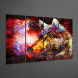 Wolf 4 Pieces Mega Glass Wall Art (59"x36") | Insigne Art Design