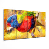 Parrot 4 Pieces Mega Glass Wall Art (59"x36") | Insigne Art Design