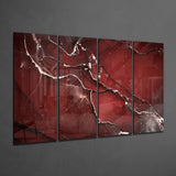 Red Crack 4 Pieces Mega Glass Wall Art (59"x36") | Insigne Art Design