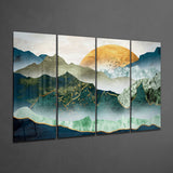 Japanese Sunset 4 Pieces Mega Glass Wall Art (59"x36") | Insigne Art Design