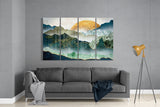 Japanese Sunset 4 Pieces Mega Glass Wall Art (59"x36") | Insigne Art Design