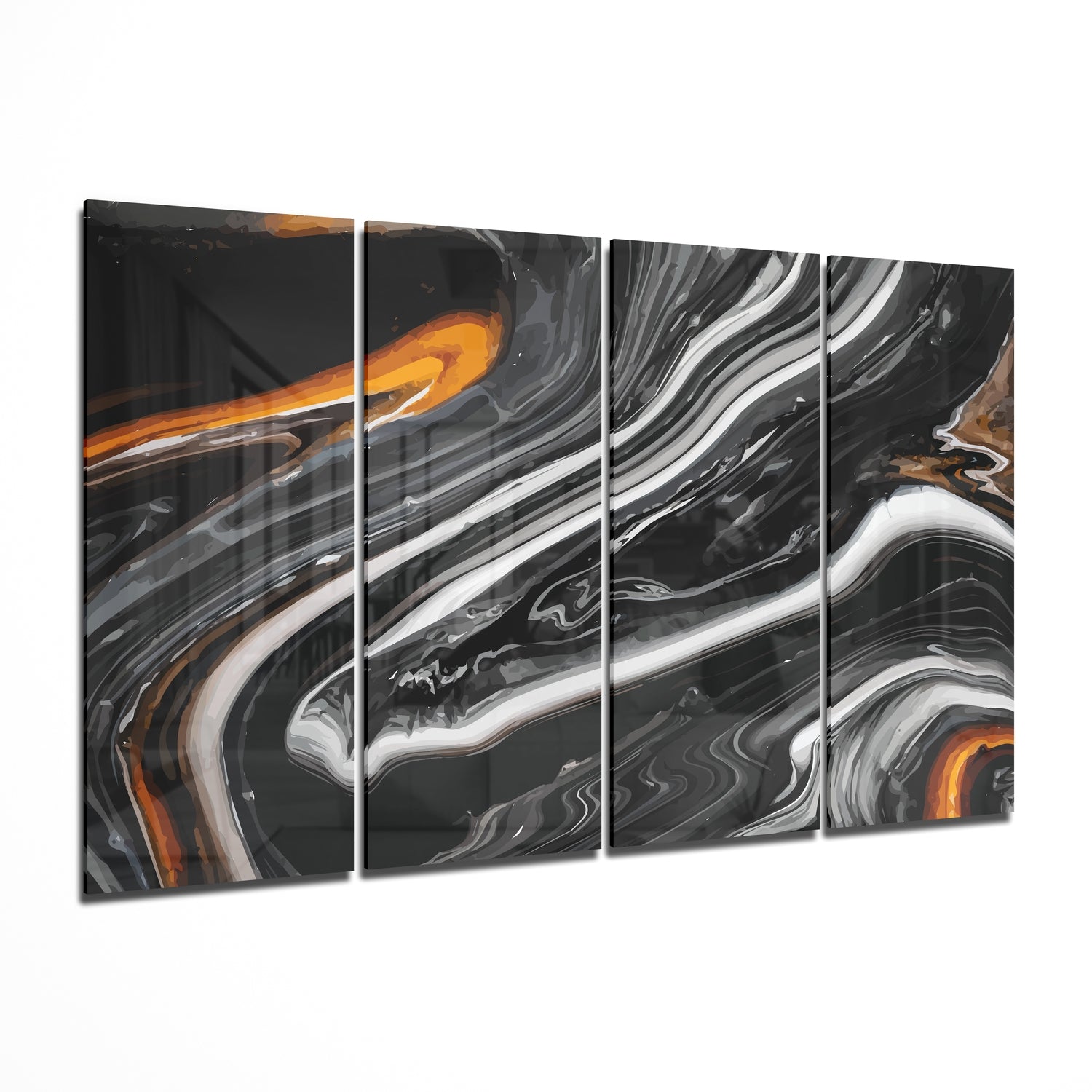 Marble Lava 4 Pieces Mega Glass Wall Art (59"x36") | Insigne Art Design