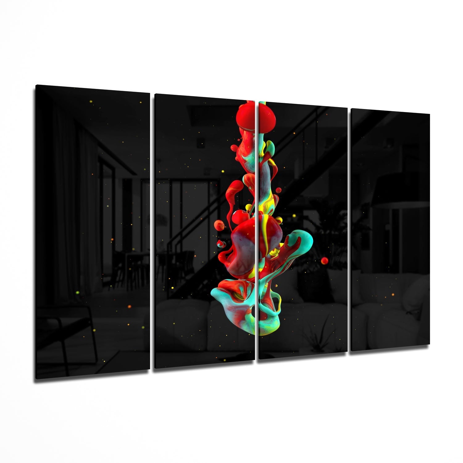 Color Mix 4 Pieces Mega Glass Wall Art (59"x36") | Insigne Art Design