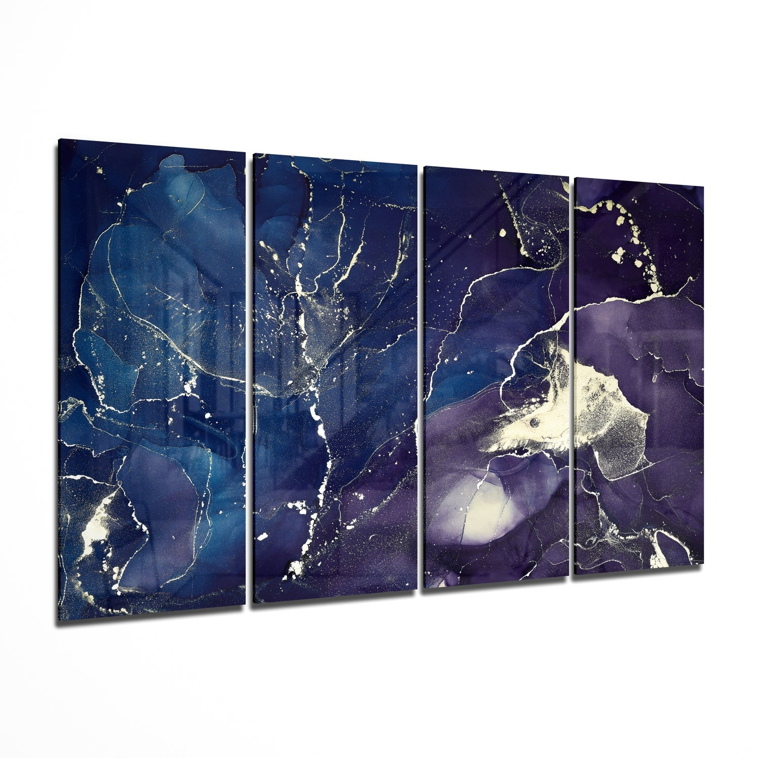 Marble 4 Pieces Mega Glass Wall Art (59"x36") | Insigne Art Design