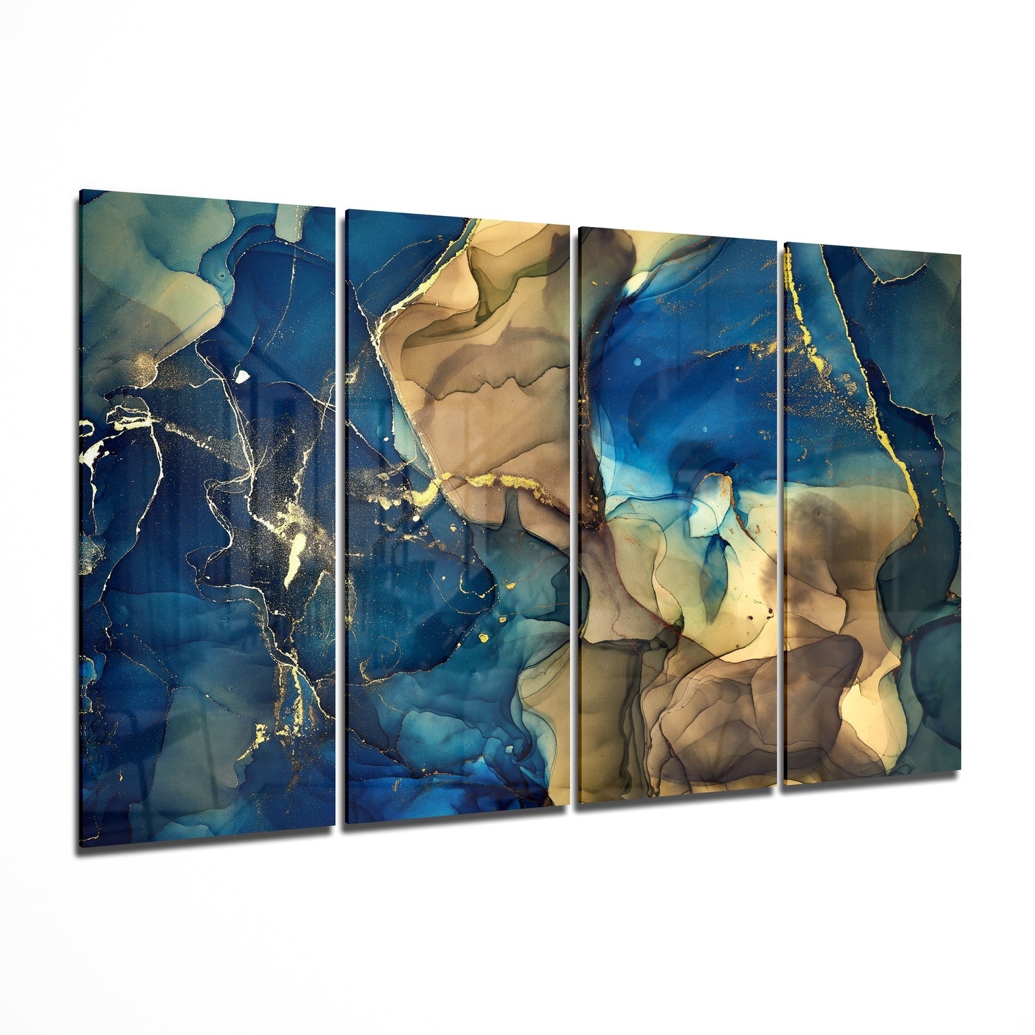 Marble 4 Pieces Mega Glass Wall Art (59"x36") | Insigne Art Design