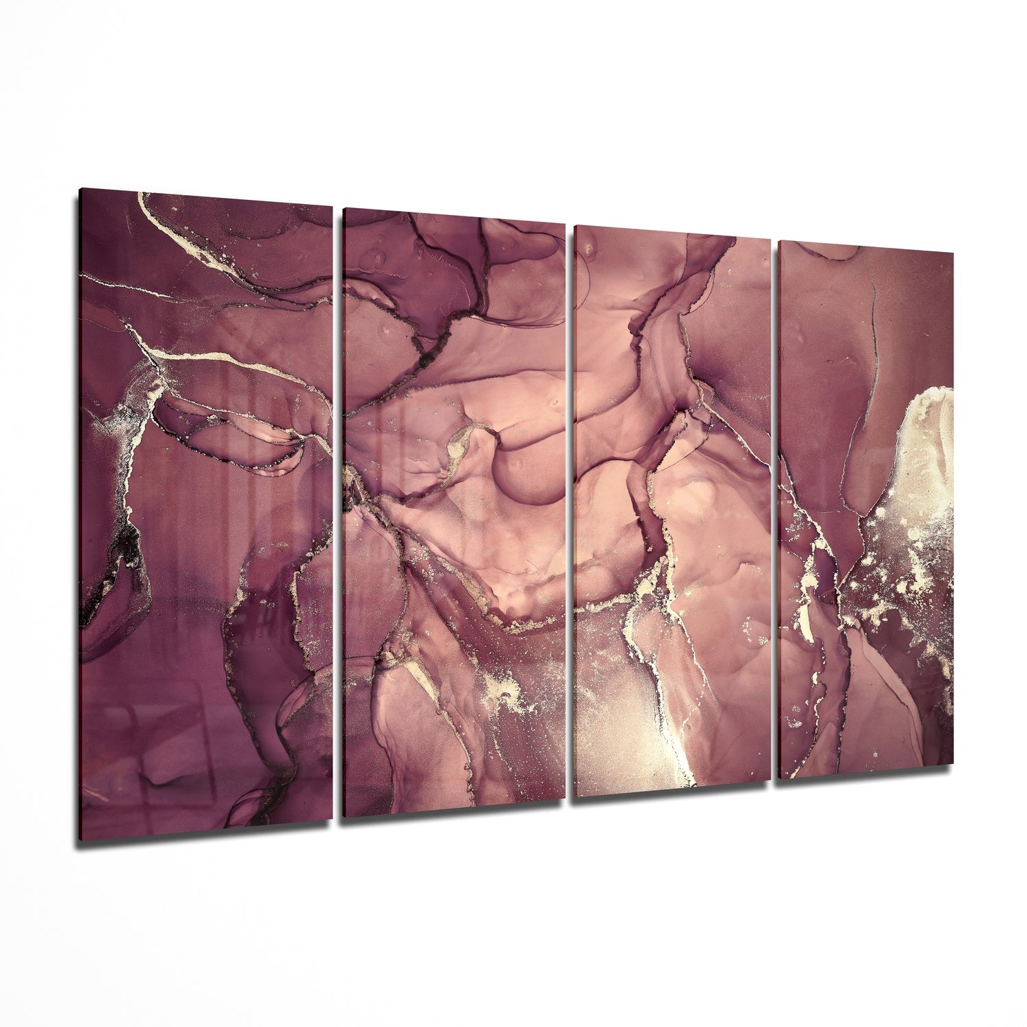 Marble 4 Pieces Mega Glass Wall Art (59"x36") | Insigne Art Design