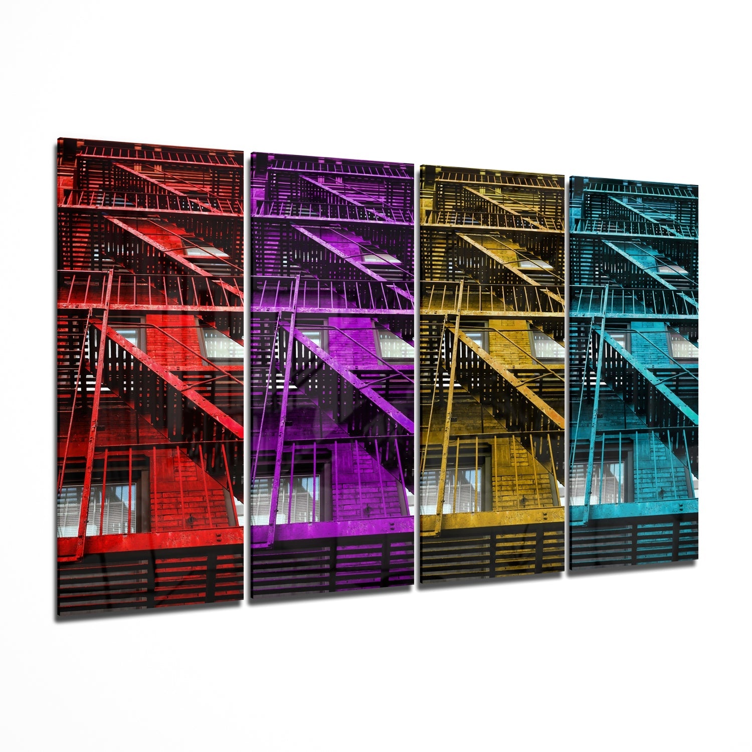 Stairs 4 Pieces Mega Glass Wall Art (59"x36") | Insigne Art Design