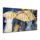 Umbrellas 4 Pieces Mega Glass Wall Art (59"x36") | Insigne Art Design