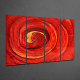 Red Vortex 4 Pieces Mega Glass Wall Art (59"x36") | Insigne Art Design