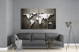 World Map 4 Pieces Mega Glass Wall Art (59"x36") | Insigne Art Design