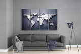 World Map 4 Pieces Mega Glass Wall Art (59"x36") | Insigne Art Design