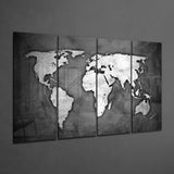 World Map 4 Pieces Mega Glass Wall Art (59"x36") | Insigne Art Design