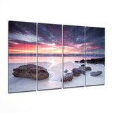 Sunset at the Beach 4 Pieces Mega Glass Wall Art (59"x36") | Insigne Art Design