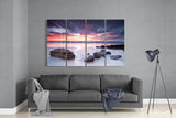 Sunset at the Beach 4 Pieces Mega Glass Wall Art (59"x36") | Insigne Art Design