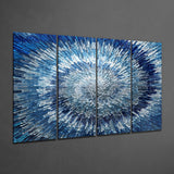 Blue Spiral 4 Pieces Mega Glass Wall Art (59"x36") | Insigne Art Design