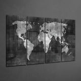 World Map 4 Pieces Mega Glass Wall Art (59"x36") | Insigne Art Design