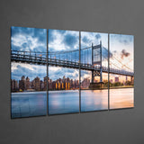 Sunset in Manhattan 4 Pieces Mega Glass Wall Art (59"x36") | Insigne Art Design