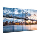 Sunset in Manhattan 4 Pieces Mega Glass Wall Art (59"x36") | Insigne Art Design