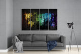 World Map 4 Pieces Mega Glass Wall Art (59"x36") | Insigne Art Design