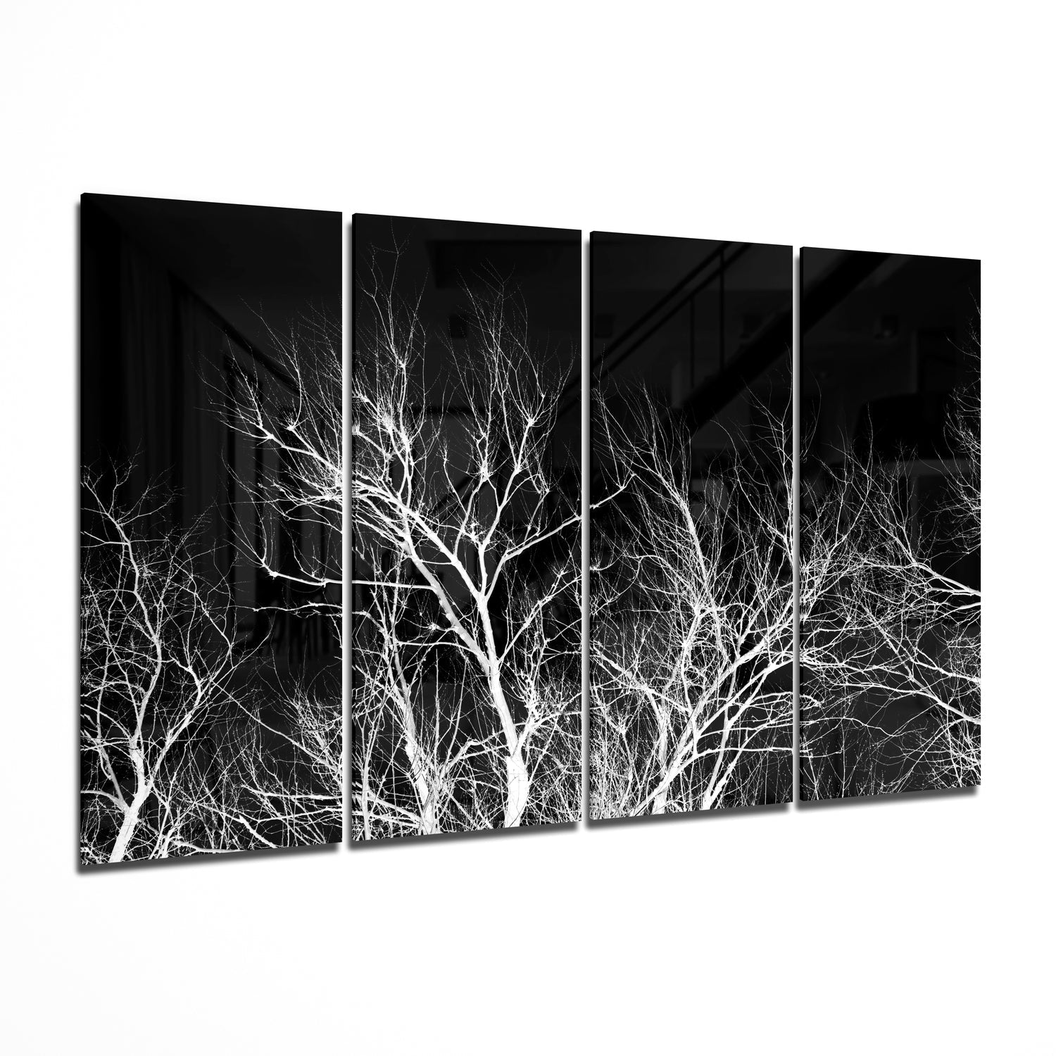 Night Trees 4 Pieces Mega Glass Wall Art (59"x36") | Insigne Art Design