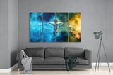 Astronaut  4 Pieces Mega Glass Wall Art (59"x36") | Insigne Art Design