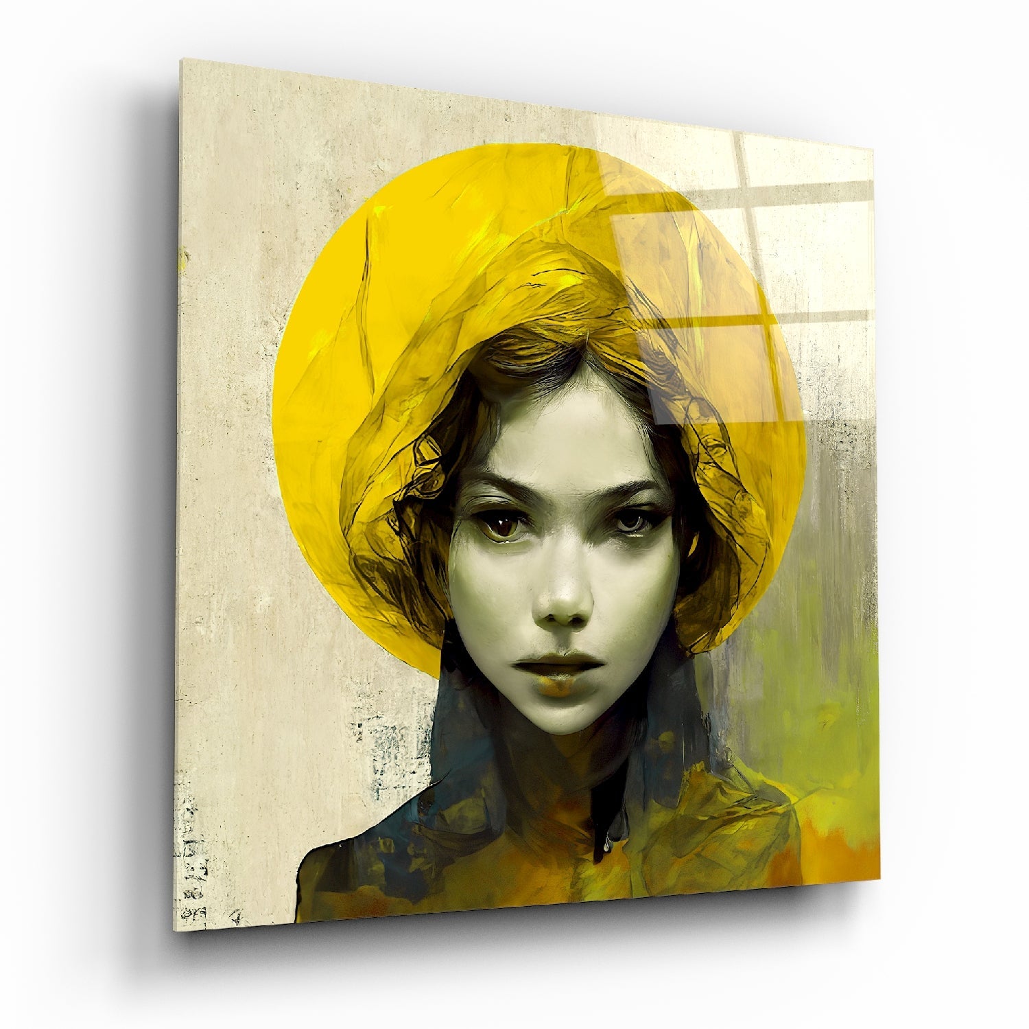 Yellow Hat Glass Wall Art  || Designer Collection | Insigne Art Design