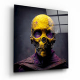 Yellow Mask Glass Wall Art  || Designer Collection | Insigne Art Design
