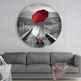 Girl with Red Umbrella Glass Wall Art