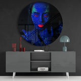 Neon Woman Glass Wall Art