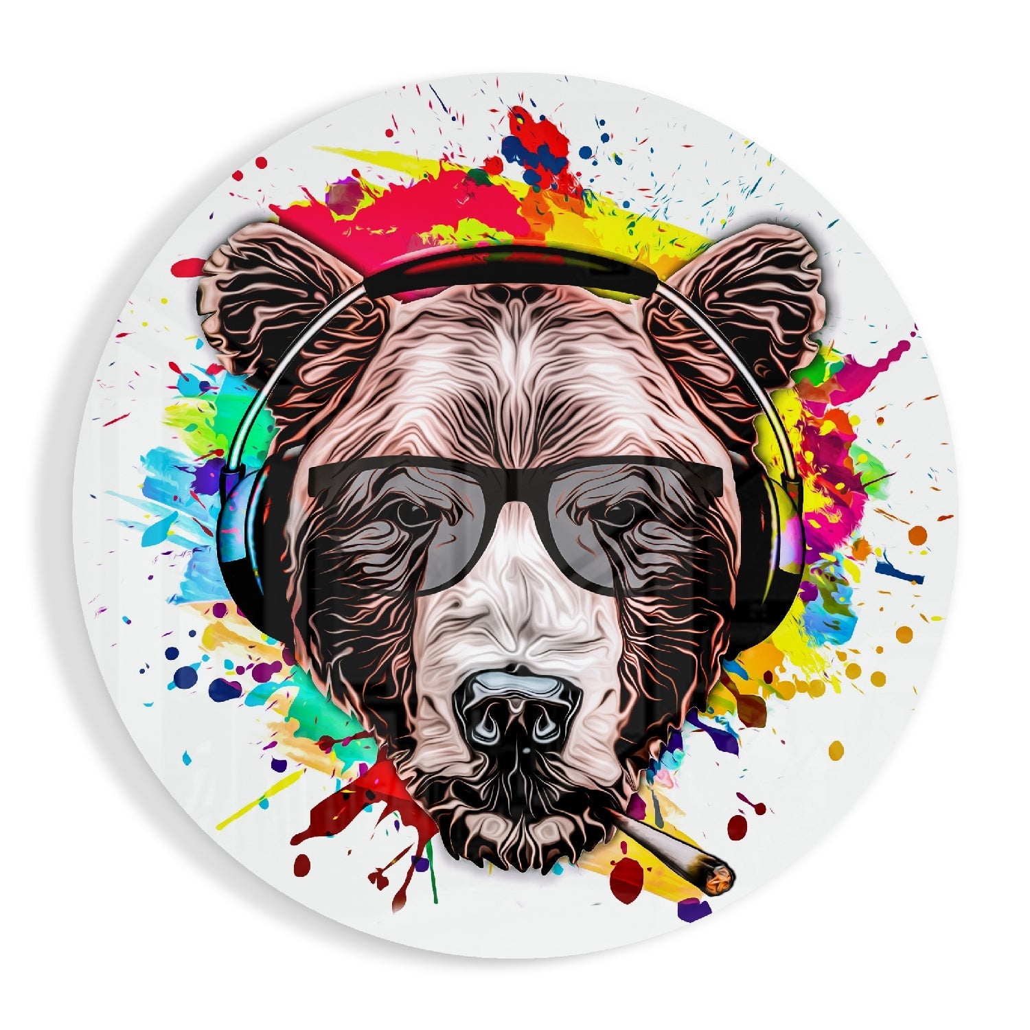 Musician Bear Glass Wall Art