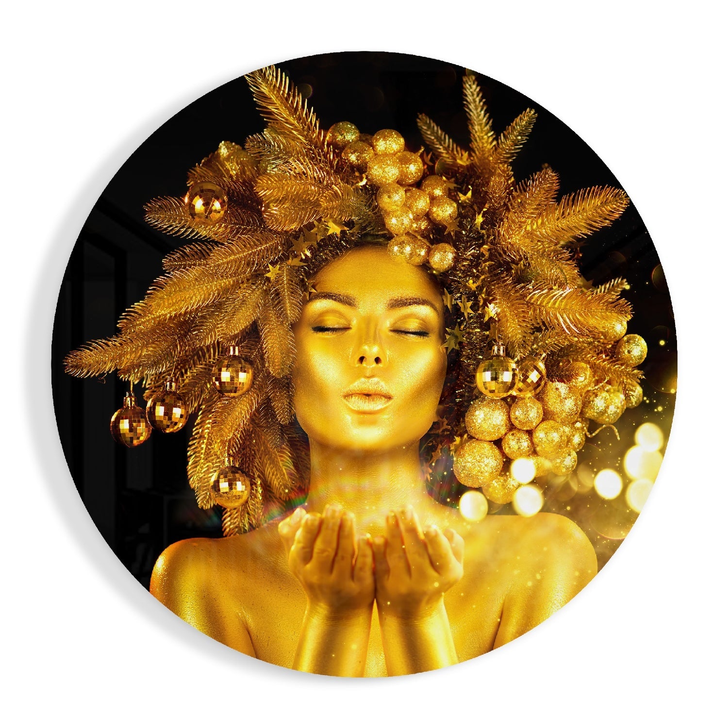 Gold Woman Glass Wall Art