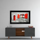 Red Entrance Glass Wall Art