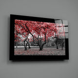 Red Trees Glass Wall Art