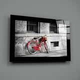 Red Bike Glass Wall Art