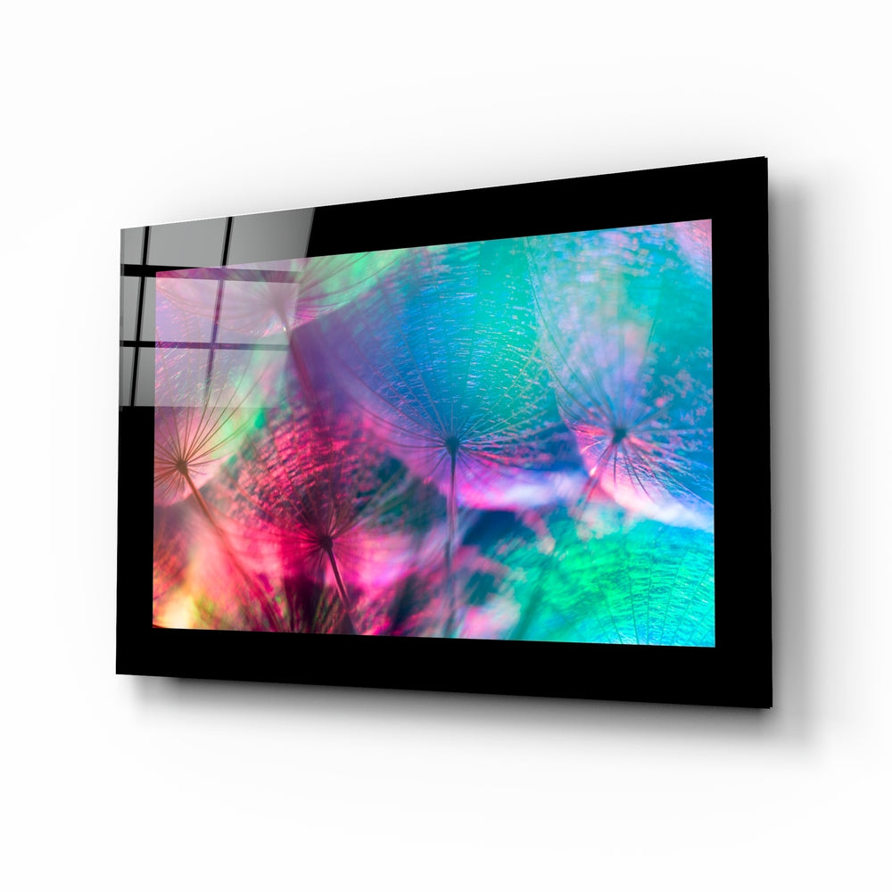 Colorful Dandelions Glass Wall Art