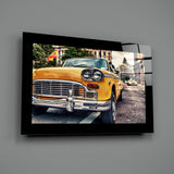 Classical Yellow Car Glass Wall Art