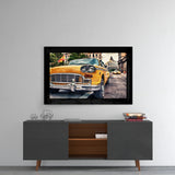 Classical Yellow Car Glass Wall Art