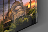 Blue Mosque Glass Wall Art