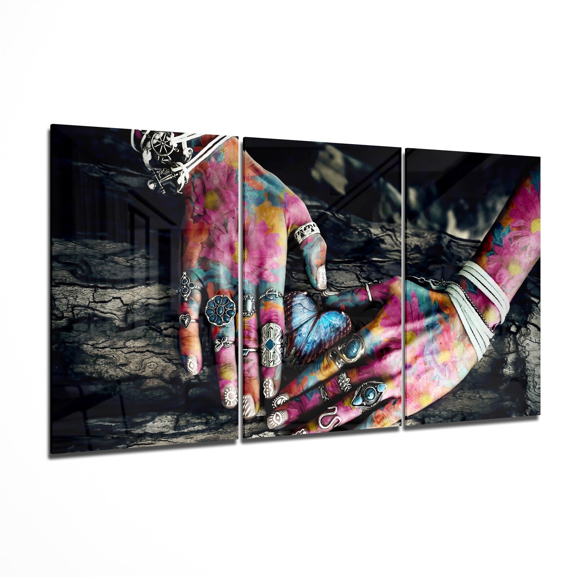 Hands Glass Wall Art