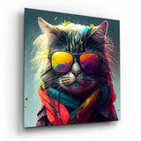 Cool Cat Glass Wall Art  || Designers Collection