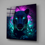 Neon Panther Glass Wall Art  || Designers Collection