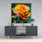 	Yellow Rose Glass Wall Art