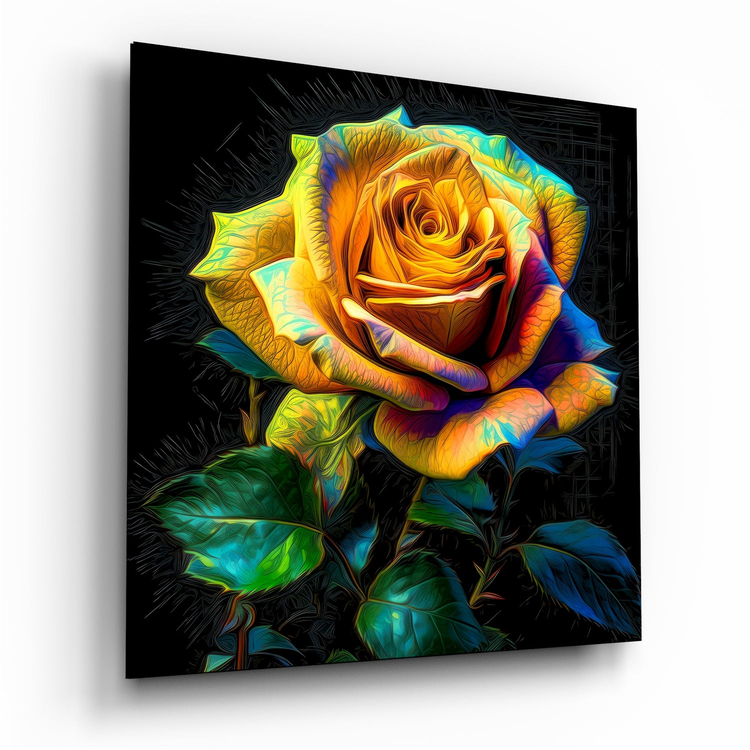 	Yellow Rose Glass Wall Art