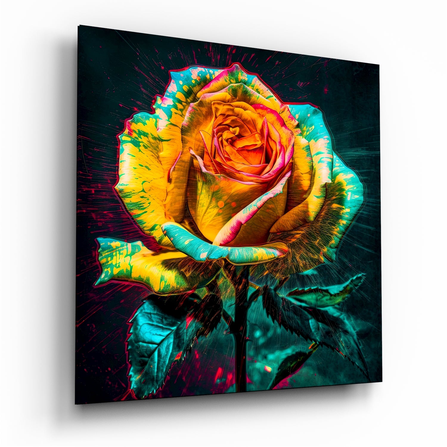 	Yellow Rose Glass Wall Art