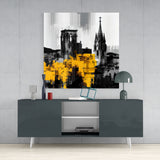 	Gray City With Light Glass Wall Art